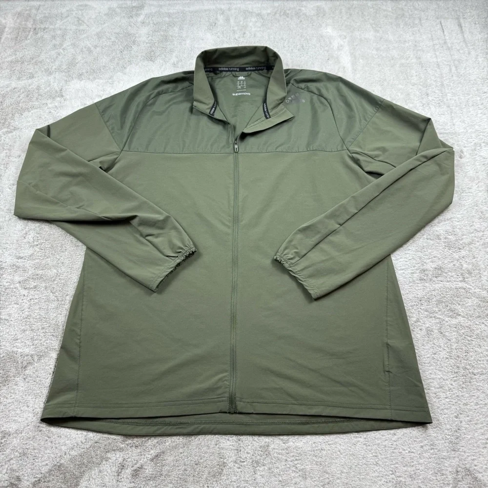 Adidas supernova storm running jacket men’s XL Olive‎ Green full zip activewear